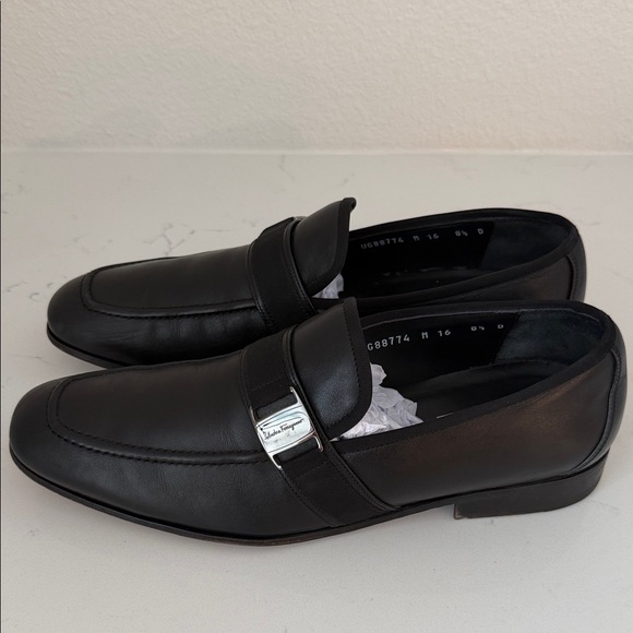Salvatore Ferragamo Black Leather Slip-On Loafers Dress Shoes Mens 8.5 main image 8